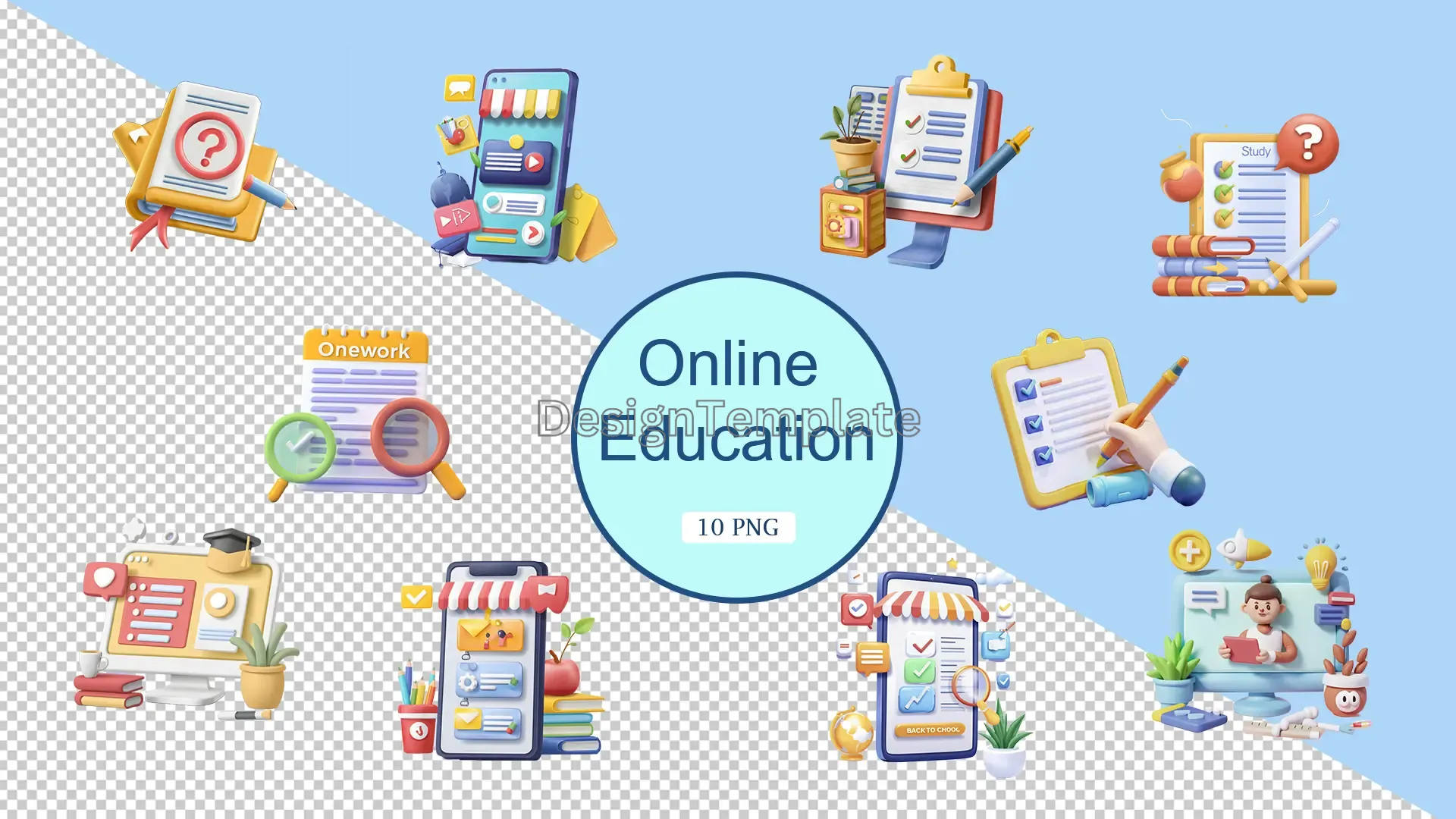 Online Education 3D Elements Pack